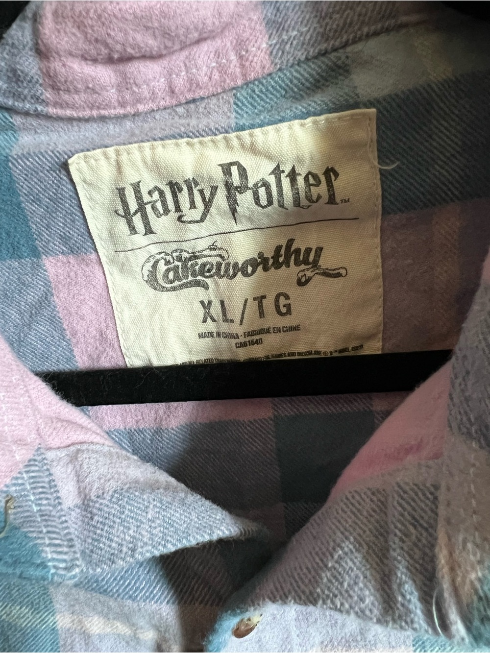 Cakeworthy - Harry Potter Pink & Blue Plaid Flannel Shirt - XL/1G - Picture 4 of 5